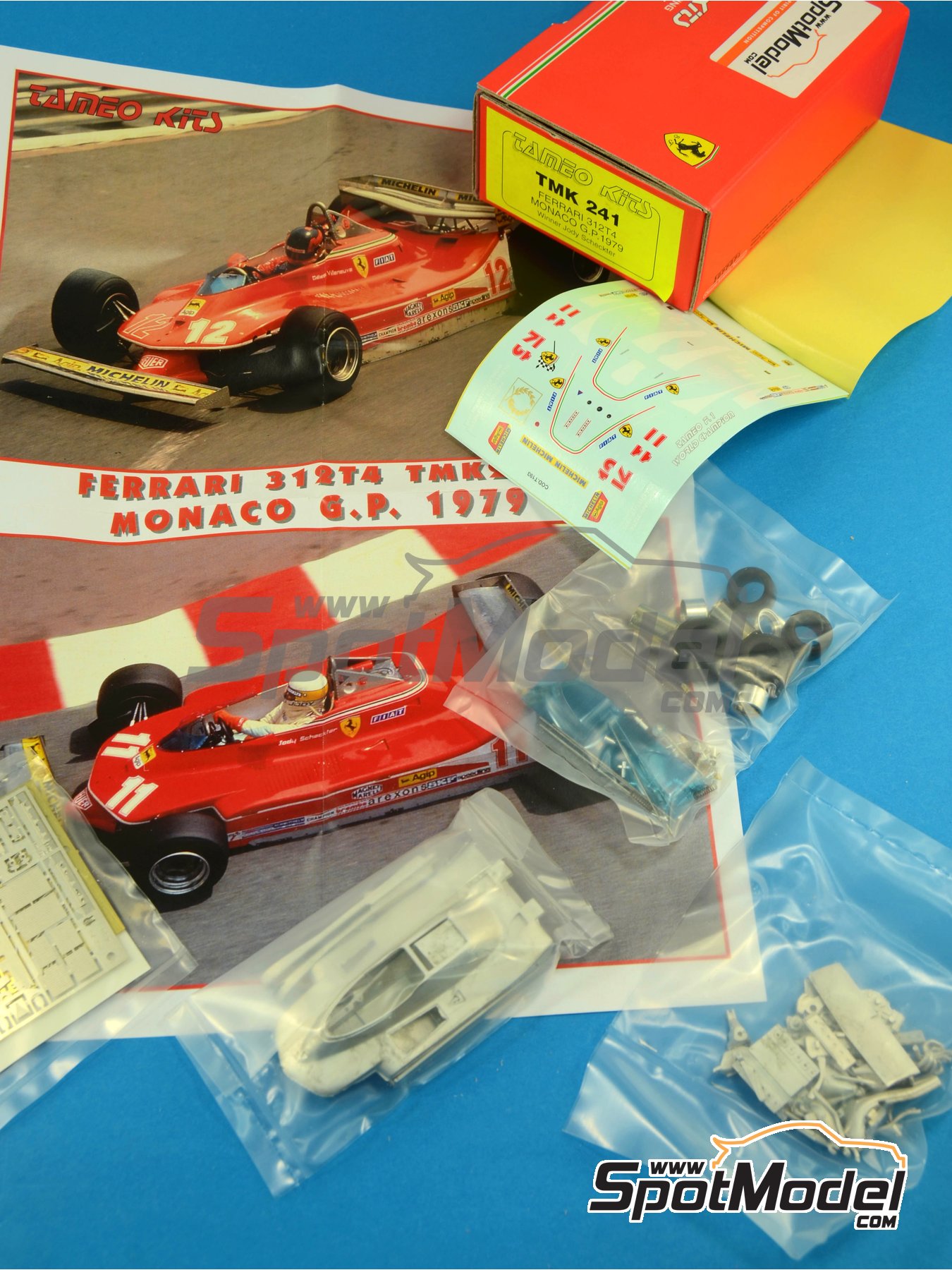 Ferrari 312T4 Scuderia Ferrari Team sponsored by Fiat - Monaco Formula 1  Grand Prix 1979. Car scale model kit in 1/43 scale manufactured by Tameo  Kits